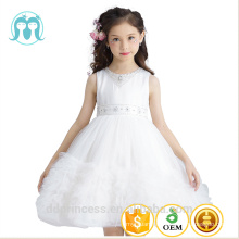 New High quality vietnam girls fancy dress White Princess Party dresses Beaded western wedding dress Ruffle Tutu puffy Skirt